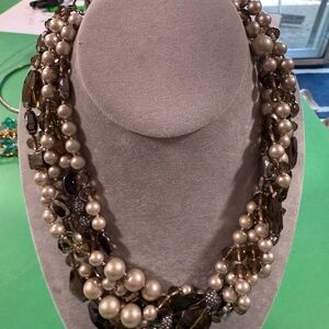 Stella & Dot Multi-Strand Pearl and Crystal Necklace